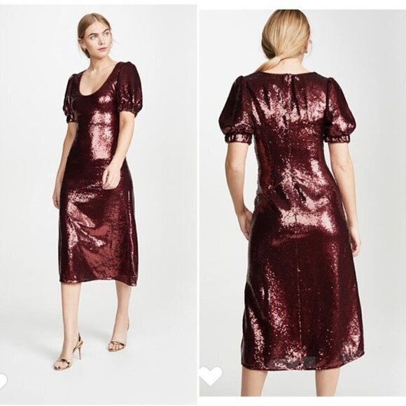 Keepsake Dress NWT Farewell Sequin Red Puff Sleeve Dress new 4 - Picture 3 of 13